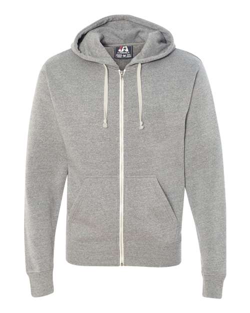 J. America Men's Triblend Full-Zip Hooded Sweatshirt 8872
