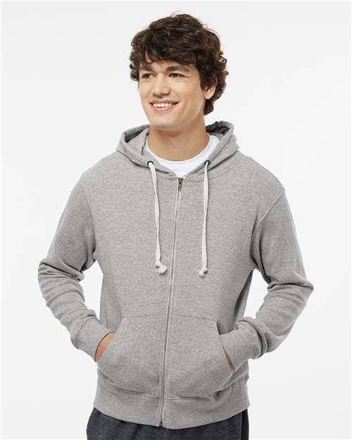 J. America Men's Triblend Full-Zip Hooded Sweatshirt 8872