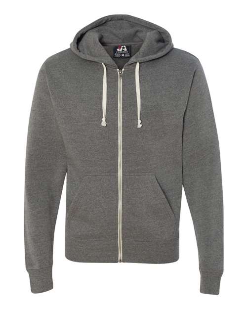 J. America Men's Triblend Full-Zip Hooded Sweatshirt 8872