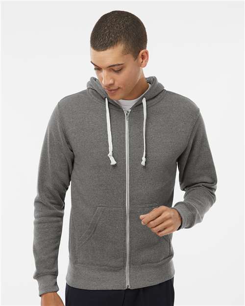 J. America Men's Triblend Full-Zip Hooded Sweatshirt 8872