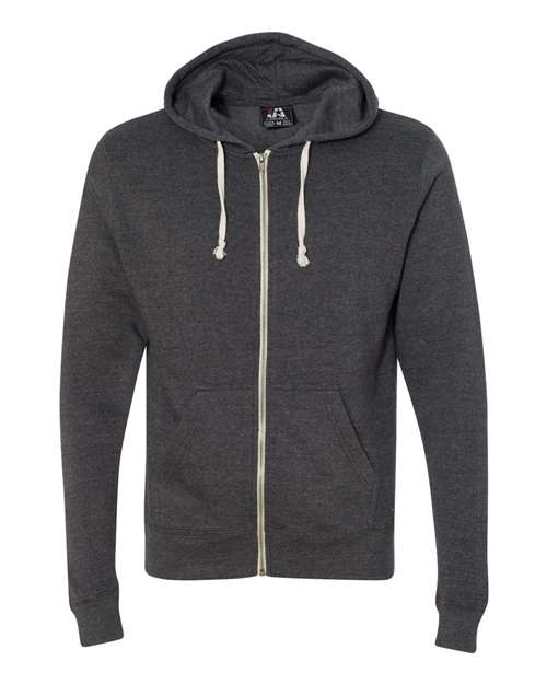 J. America Men's Triblend Full-Zip Hooded Sweatshirt 8872