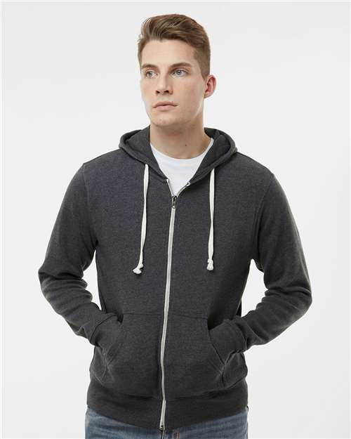 J. America Men's Triblend Full-Zip Hooded Sweatshirt 8872
