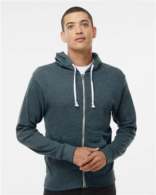 J. America Men's Triblend Full-Zip Hooded Sweatshirt 8872