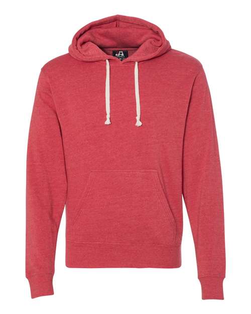 J. America Men's Triblend Fleece Hooded Sweatshirt 8871 - Red Triblend