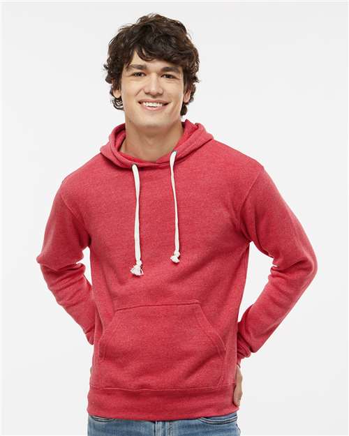 J. America Men's Triblend Fleece Hooded Sweatshirt 8871 - Red Triblend