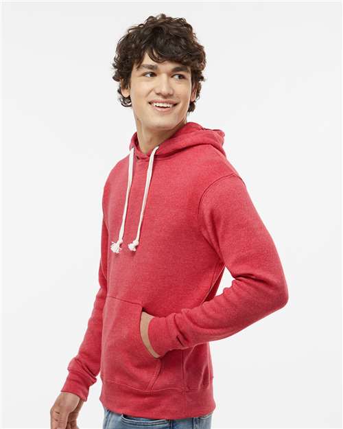 J. America Men's Triblend Fleece Hooded Sweatshirt 8871 - Red Triblend