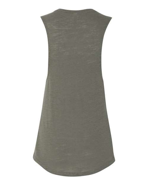 BELLA + CANVAS Women's Flowy Scoop Muscle Tank 8803 - Olive Slub