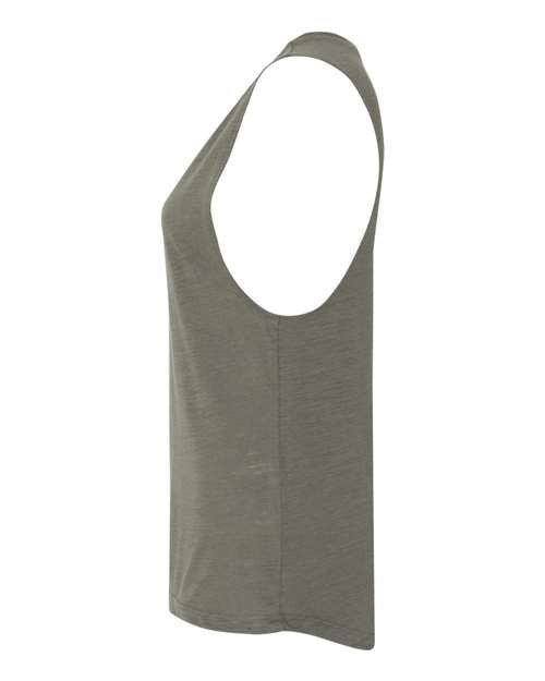 BELLA + CANVAS Women's Flowy Scoop Muscle Tank 8803 - Olive Slub