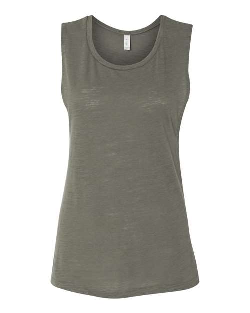 BELLA + CANVAS Women's Flowy Scoop Muscle Tank 8803 - Olive Slub