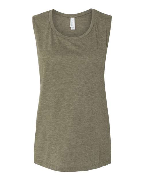 BELLA + CANVAS Women's Flowy Scoop Muscle Tank 8803 - Heather Olive