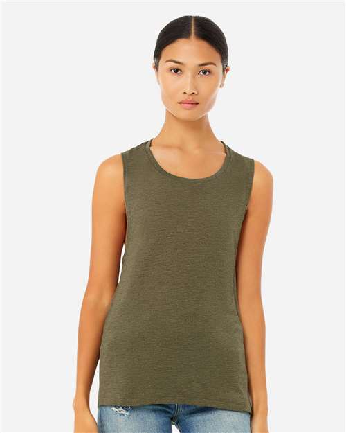 BELLA + CANVAS Women's Flowy Scoop Muscle Tank 8803 - Heather Olive