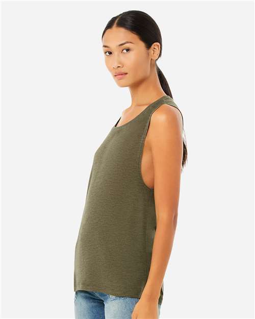 BELLA + CANVAS Women's Flowy Scoop Muscle Tank 8803 - Heather Olive