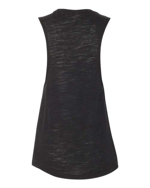 BELLA + CANVAS Women's Flowy Scoop Muscle Tank 8803 - Solid Black Slub