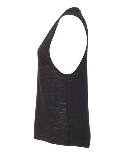 BELLA + CANVAS Women's Flowy Scoop Muscle Tank 8803 - Solid Black Slub