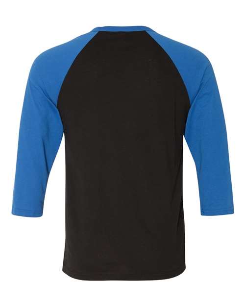 BELLA + CANVAS Unisex Three-Quarter Sleeve Baseball Tee 3200 - Black/ True Royal