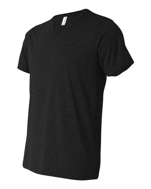 BELLA + CANVAS Unisex Triblend V-Neck Tee 3415 - Black Heather Triblend