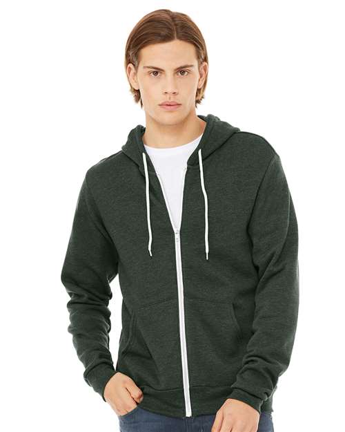 BELLA + CANVAS Unisex Sponge Fleece Full-Zip Hoodie Sweatshirt 3739 - Heather Forest