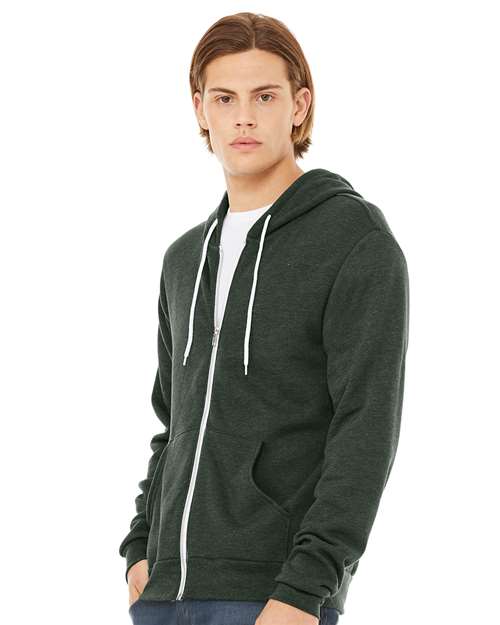 BELLA + CANVAS Unisex Sponge Fleece Full-Zip Hoodie Sweatshirt 3739 - Heather Forest