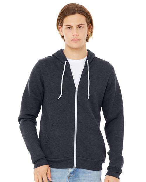 BELLA + CANVAS Unisex Sponge Fleece Full-Zip Hoodie Sweatshirt 3739 - Heather Navy