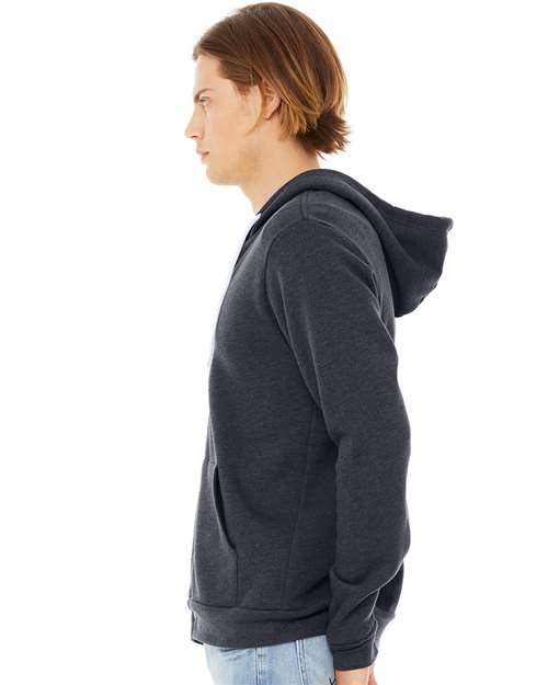 BELLA + CANVAS Unisex Sponge Fleece Full-Zip Hoodie Sweatshirt 3739 - Heather Navy