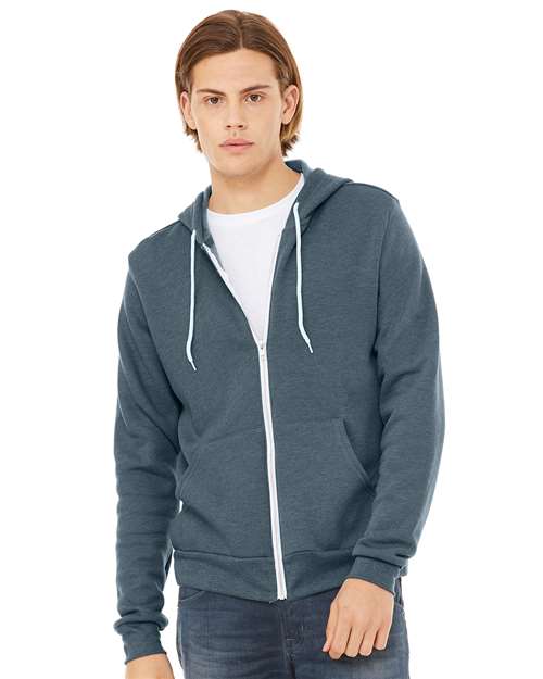 BELLA + CANVAS Unisex Sponge Fleece Full-Zip Hoodie Sweatshirt 3739 - Heather Slate