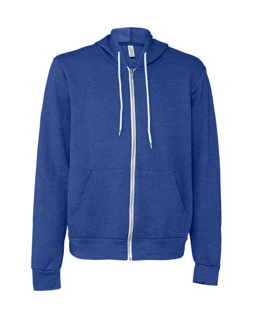 BELLA + CANVAS Unisex Sponge Fleece Full-Zip Hoodie Sweatshirt 3739 - Heather True Royal