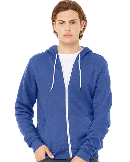 BELLA + CANVAS Unisex Sponge Fleece Full-Zip Hoodie Sweatshirt 3739 - Heather True Royal