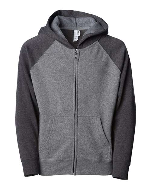 Independent Trading Co. Youth Lightweight Special Blend Raglan Zip Hood PRM15YSBZ