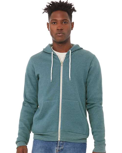 BELLA + CANVAS Unisex Sponge Fleece Full-Zip Hoodie Sweatshirt 3739 - Heather Deep Teal