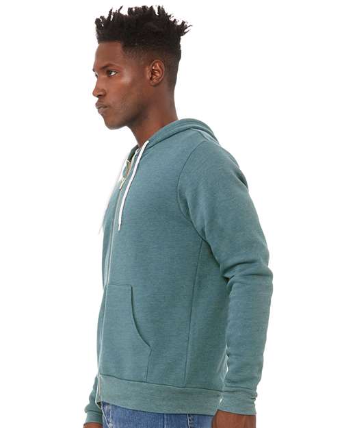 BELLA + CANVAS Unisex Sponge Fleece Full-Zip Hoodie Sweatshirt 3739 - Heather Deep Teal