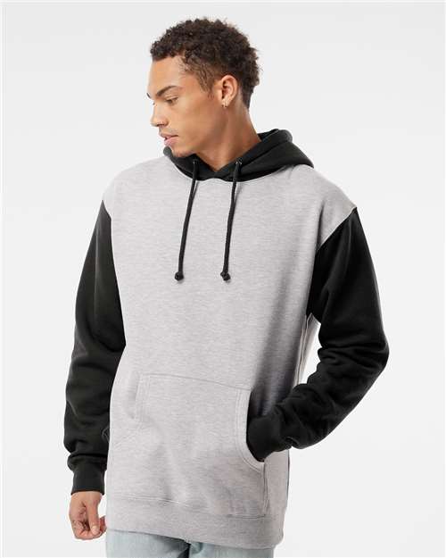 Independent Trading Co. Unisex Heavyweight Hooded Sweatshirt IND4000 - Grey Heather/ Black