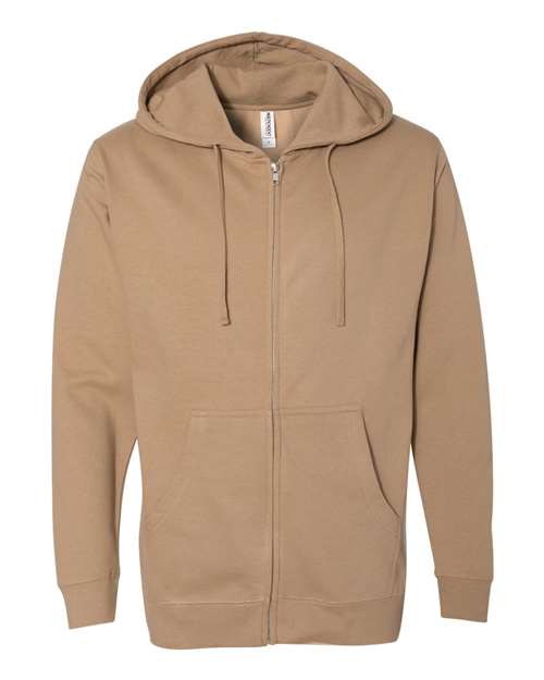 Independent Trading Co. Unisex Midweight Full-Zip Hooded Sweatshirt SS4500Z - Sandstone