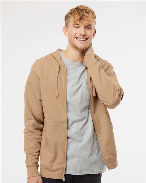 Independent Trading Co. Unisex Midweight Full-Zip Hooded Sweatshirt SS4500Z - Sandstone