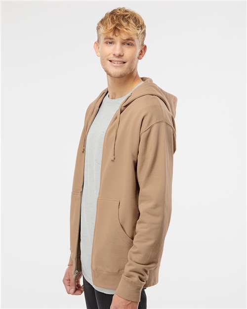 Independent Trading Co. Unisex Midweight Full-Zip Hooded Sweatshirt SS4500Z - Sandstone
