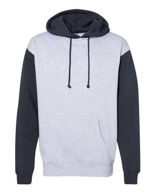 Independent Trading Co. Unisex Heavyweight Hooded Sweatshirt IND4000 - Grey Heather/ Slate Blue