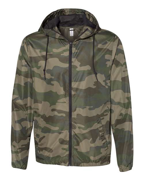 Independent Trading Co. Men's Lightweight Windbreaker Full-Zip Jacket EXP54LWZ - Forest Camo