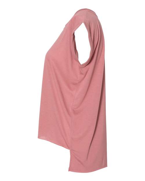 BELLA + CANVAS Women’s Flowy Rolled Cuffs Muscle Tee 8804