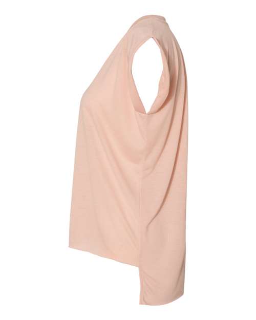 BELLA + CANVAS Women’s Flowy Rolled Cuffs Muscle Tee 8804