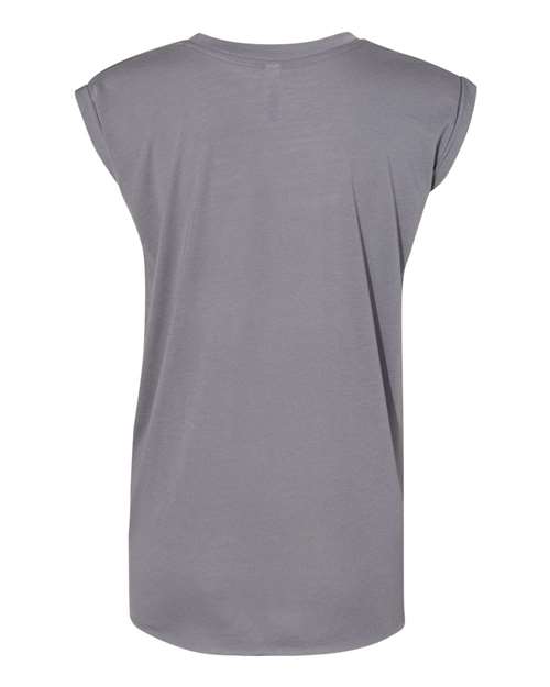 BELLA + CANVAS Women’s Flowy Rolled Cuffs Muscle Tee 8804