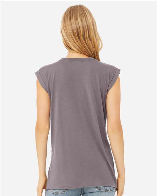 BELLA + CANVAS Women’s Flowy Rolled Cuffs Muscle Tee 8804