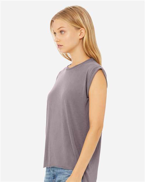 BELLA + CANVAS Women’s Flowy Rolled Cuffs Muscle Tee 8804