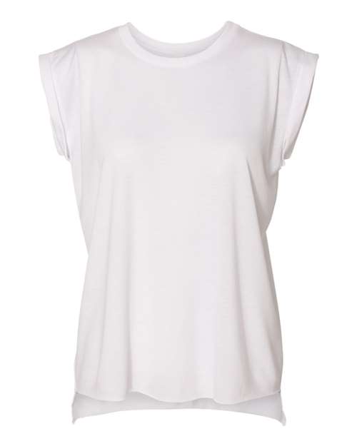 BELLA + CANVAS Women’s Flowy Rolled Cuffs Muscle Tee 8804