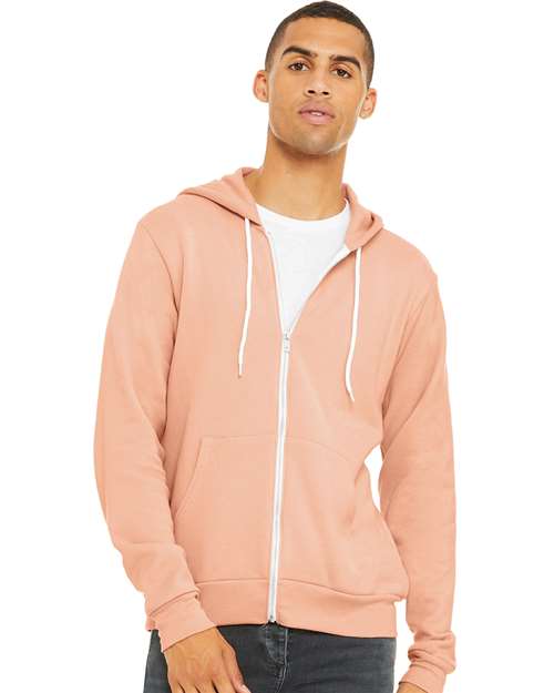 BELLA + CANVAS Unisex Sponge Fleece Full-Zip Hoodie Sweatshirt 3739 - Peach