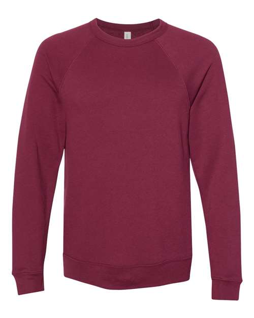 BELLA + CANVAS Unisex Sponge Fleece Raglan Crewneck Sweatshirt 3901 - Maroon