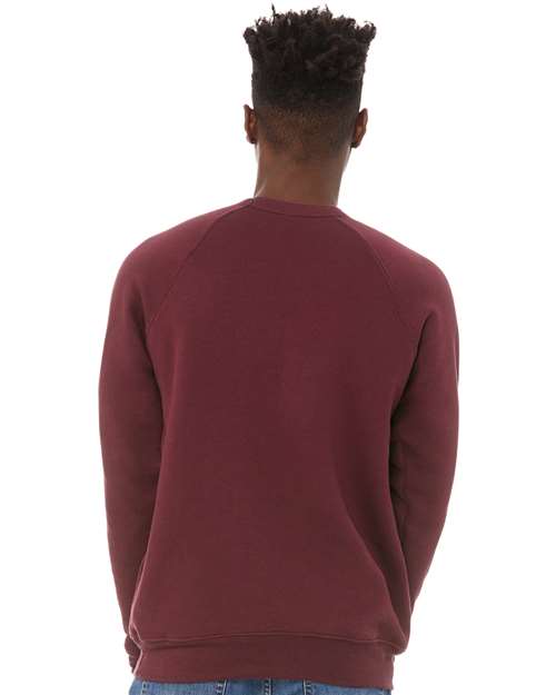 BELLA + CANVAS Unisex Sponge Fleece Raglan Crewneck Sweatshirt 3901 - Maroon