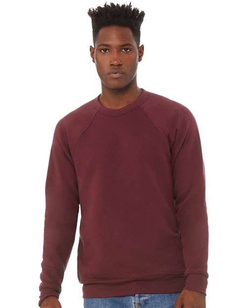 BELLA + CANVAS Unisex Sponge Fleece Raglan Crewneck Sweatshirt 3901 - Maroon