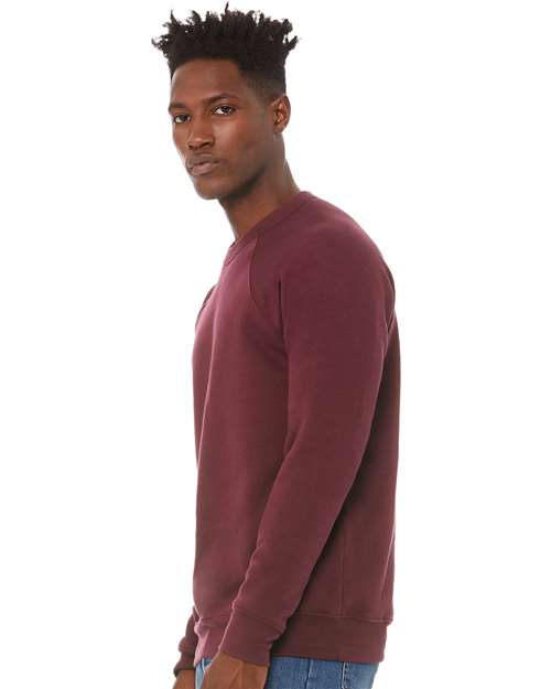 BELLA + CANVAS Unisex Sponge Fleece Raglan Crewneck Sweatshirt 3901 - Maroon