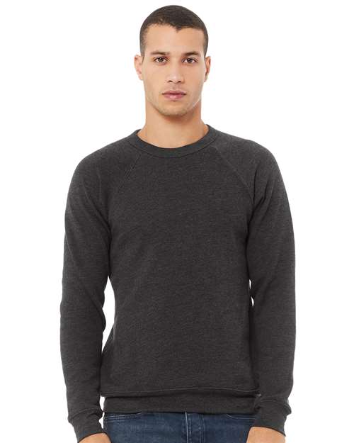 BELLA + CANVAS Unisex Sponge Fleece Raglan Crewneck Sweatshirt 3901 - Dark Grey Heather