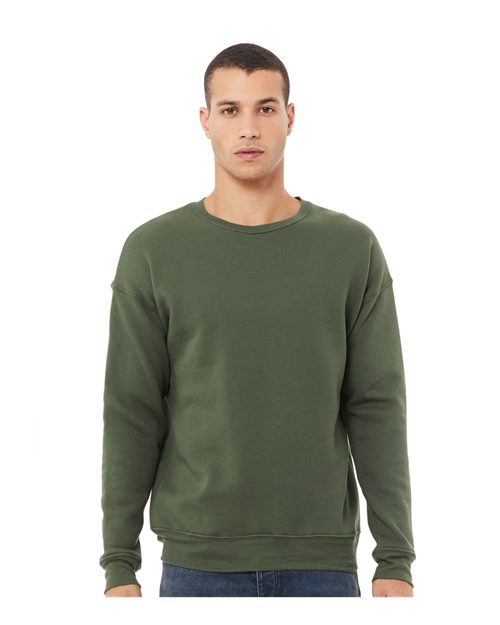 BELLA + CANVAS Unisex Sponge Fleece Drop Shoulder Crewneck Sweatshirt 3945 - Military Green