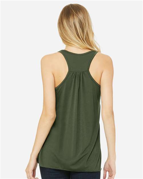 BELLA + CANVAS Women's Flowy Racerback Tank 8800 - Military Green